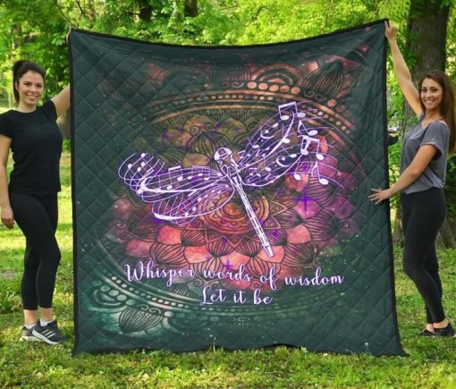 Dragonfly Whisper Words Of Wisdom Let It Be Quilt Blanket