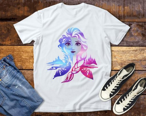 Elsa Two Tone Gradient Frozen 2 Portrait Disney T- Shirt