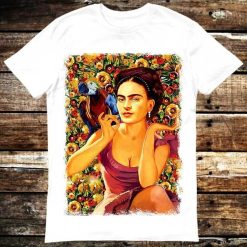 Frida Kahlo Parrot Bird Pet Lover Water Paint Art T-Shirt