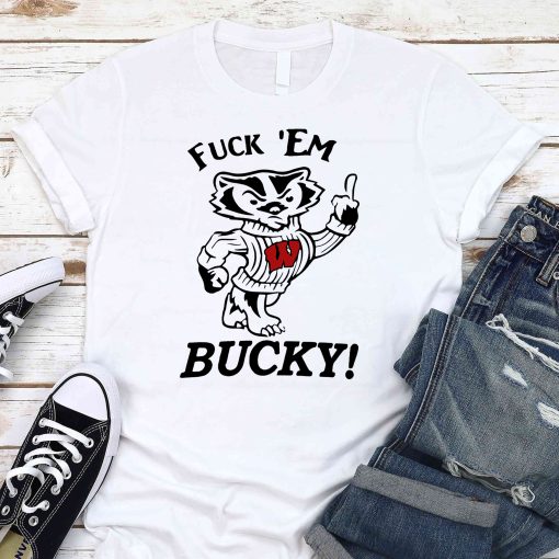 Fuck Em Up Bucky White Illustration Unisex T-Shirt