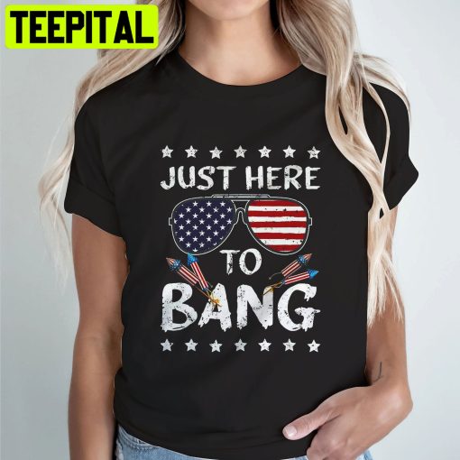 Funny 4th Of July I’m Just Here To Bang Usa Flag Sunglasses Unisex Shirt