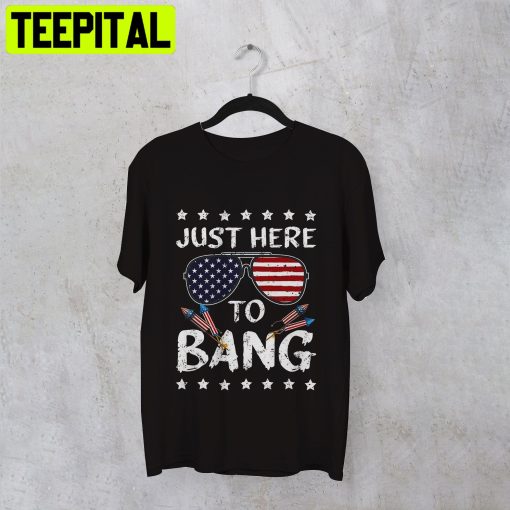 Funny 4th Of July I’m Just Here To Bang Usa Flag Sunglasses Unisex Shirt