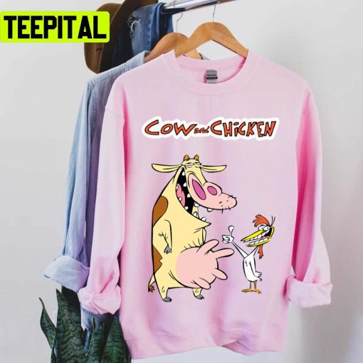 Funny Cartoon Cow And Chicken Cartoon Unisex T-Shirt