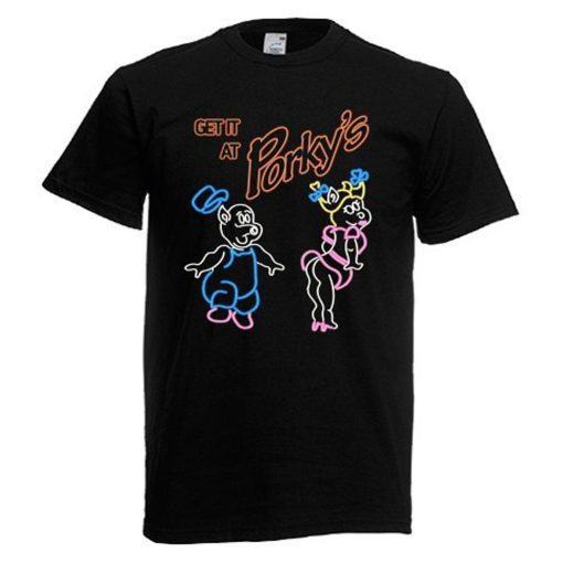 Get It At Porkys Comedy Retro Film Mens Black Navy T-Shirt