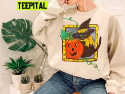 Halloween Black Cat Pumpkin Unisex Sweatshirt