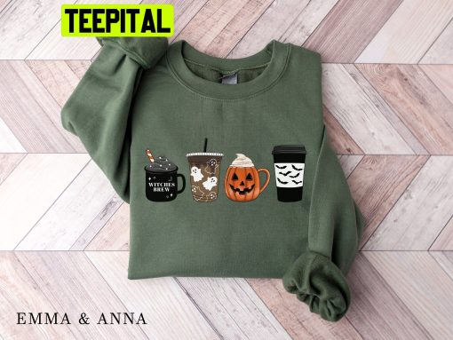 Halloween Fall Coffee Pumpkin And Shirt Trending Unisex Shirt