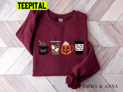 Halloween Fall Coffee Pumpkin And Shirt Trending Unisex Shirt