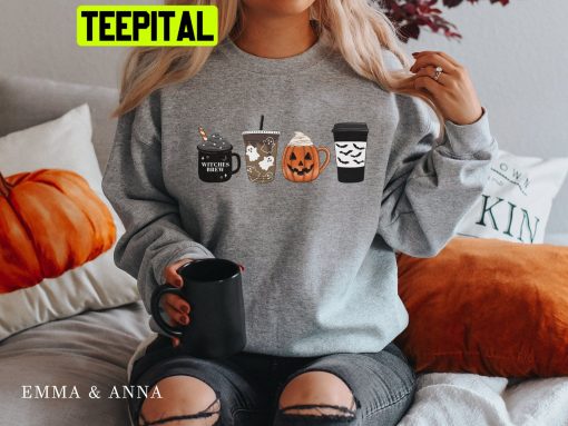 Halloween Fall Coffee Pumpkin And Shirt Trending Unisex Shirt