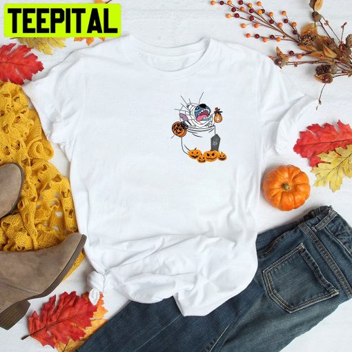 Halloween Stitch Pocket And Pumpkin Trending Unisex T-Shirt