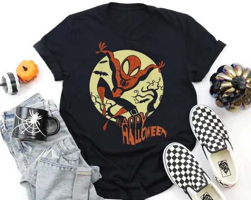 Happy Halloween Marvel Comics Holiday Spider Man Moonlight Unisex T-Shirt