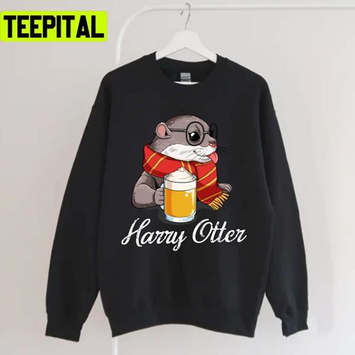 Harry Otter Cute Wizard Otter With Butter Beer Unisex T-Shirt