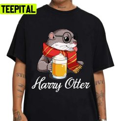 Harry Otter Cute Wizard Otter With Butter Beer Unisex T-Shirt