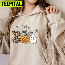 Hey Boo Cute Ghost Pumpkin Halloween Unisex Hoodie