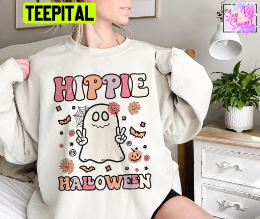 Hippie Halloween Trick Or Treat, Cute Ghost Unisex Sweatshirt