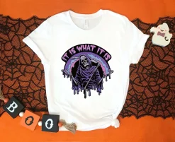 It Is What It Is Pastel Goth Grim Reaper Drip Hocus Pocus Gift Party Gift Gift For Disney Halloween New Art T-Shirt