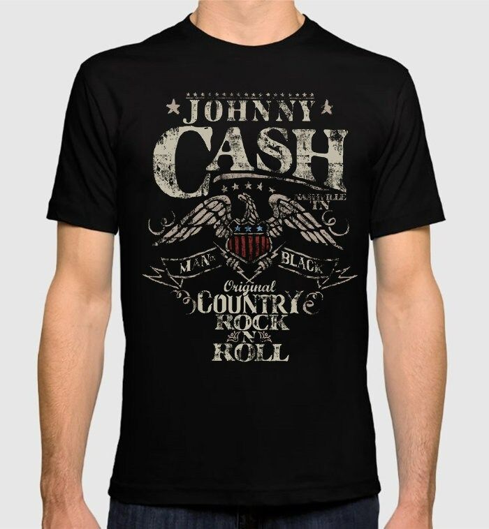 Johnny Cash Man in Black T-Shirt