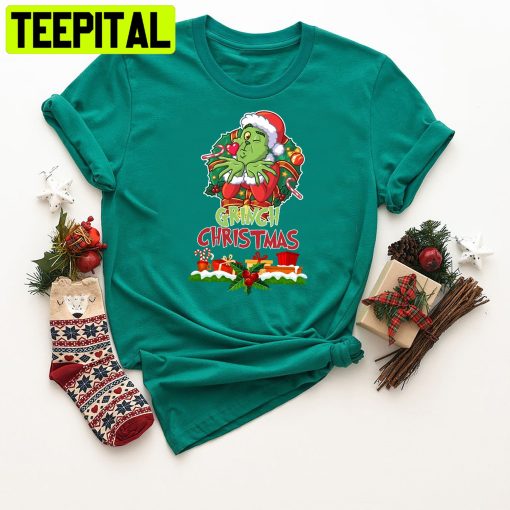 Kiss Merry Grinchmas Grinch Santa Christmas Trending Unisex Shirt