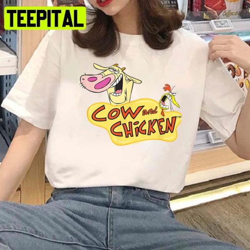 Logo Cartoon Cow And Chicken Cartoon Unisex T-Shirt