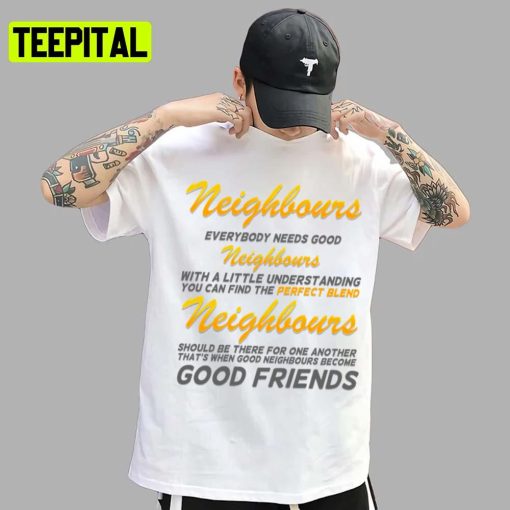 Lyric Sheet Design With Grey Text [Neighbs] Neighbours Tv Show Unisex T-Shirt