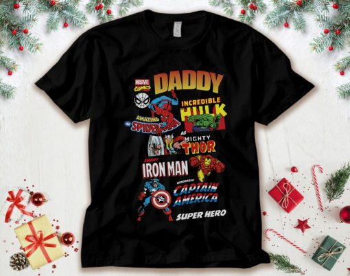 Marvel Avengers Daddy Fathers Gift Retro Comic Graphic Unisex Tee Adult T-Shirt