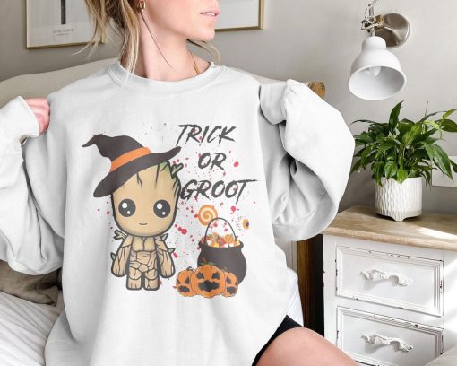 Marvel Groot Trick Or Treat Dance Poster Kid Adult Toddler Infant Disney Halloween Unisex Sweatshirt