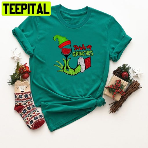 Merry Grinchmas Drink Up Grinch Christmas Trending Unisex Shirt