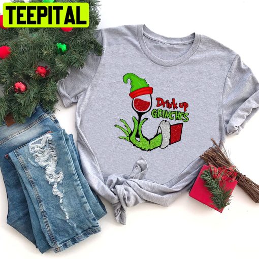 Merry Grinchmas Drink Up Grinch Christmas Trending Unisex Shirt