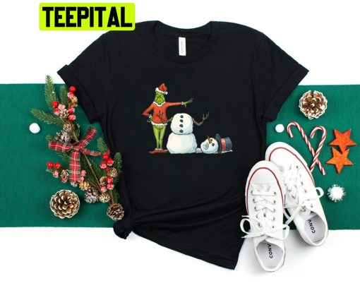 Merry Grinchmas Grinch Santa Snow Man Christmas Trending Unisex Shirt