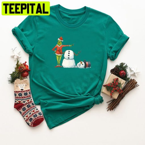 Merry Grinchmas Grinch Santa Snow Man Christmas Trending Unisex Shirt