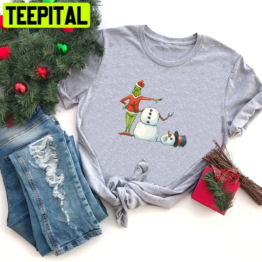 Merry Grinchmas Grinch Santa Snow Man Christmas Trending Unisex Shirt