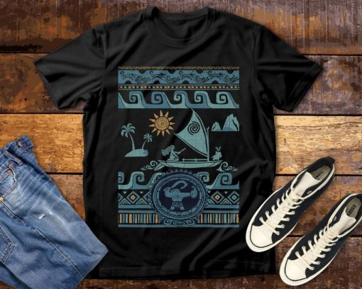 Moana Stitch Pattern Collage Style Disney T-Shirt