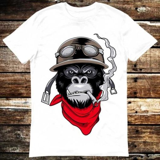 Monkey Gangsta Biker Heavy Metal Rock Punk T-Shirt