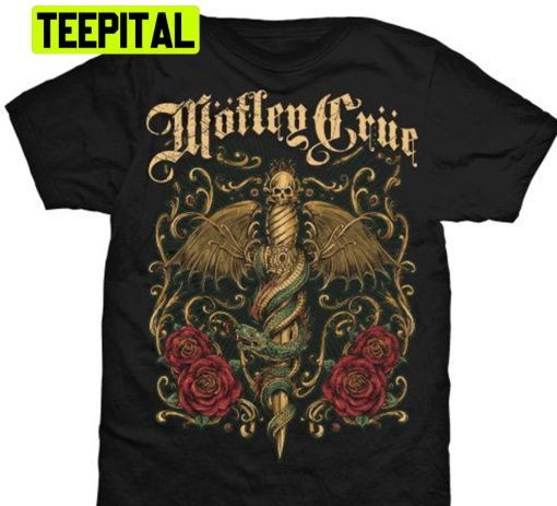 Motley Crue Roses Snake Art Trending Unisex T-Shirt