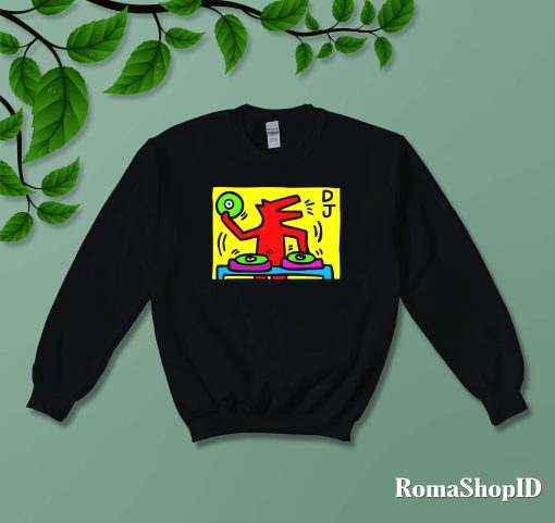 New Keith Haring Dj 1988 Talking Heads Dj Dog Unisex Sweatshirt