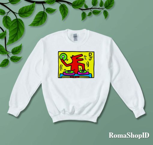 New Keith Haring Dj 1988 Talking Heads Dj Dog Unisex Sweatshirt