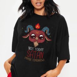 Not Today Satan Cute Demon Gothic Satanic Devil Baphomet Halloween Unisex T-Shirt