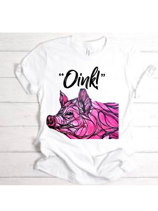 Oink Cartoon Pig Illustration Unisex T-Shirt