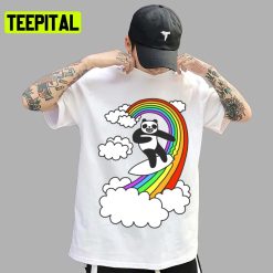 Pandas Surf Rainbows Unisex T-Shirt