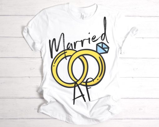 Personalized Married Af Wifey Hubby Honeymoon Wifey Couples Newlywed Unisex T-Shirt