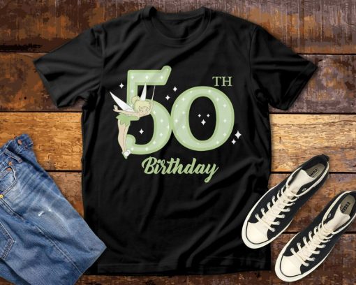 Peter Pan 50th Birthday Tinker Bell Personalize The Age Disney Portrait T-Shirt