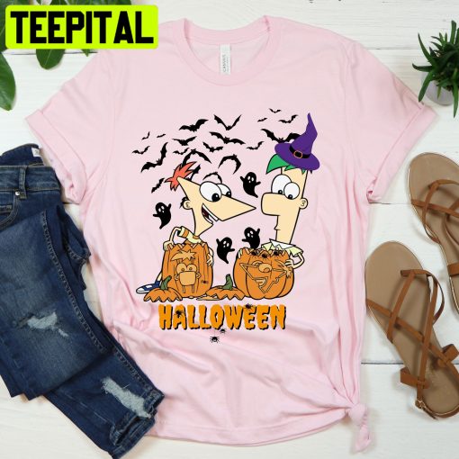 Phineas And Ferb Pumpkin Bats Halloween Trending Unisex Shirt