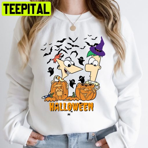 Phineas And Ferb Pumpkin Bats Halloween Trending Unisex Shirt