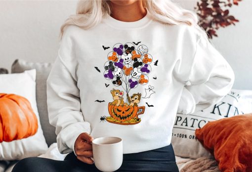 Pumpkin Balloon Chip And Dale Fall Sweater Disney Halloween Unisex Sweatshirt