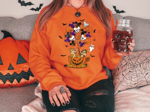 Pumpkin Balloon Chip And Dale Fall Sweater Disney Halloween Unisex Sweatshirt