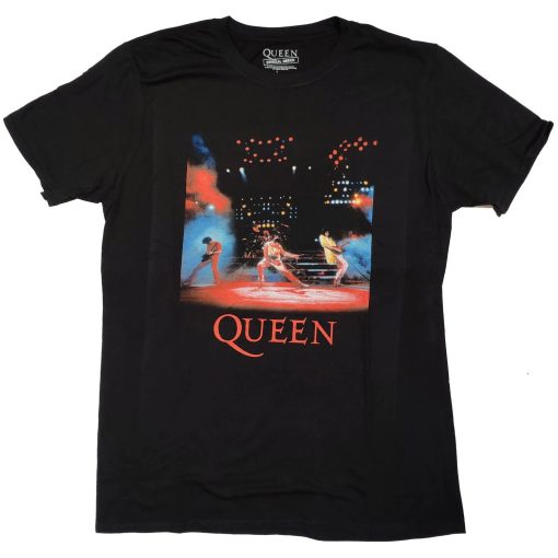 Queen Black On Stage Photo 80s 100 Official T-Shirt