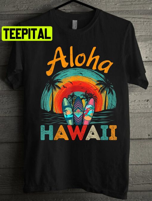 Retro Hawaiian Surfboard Aloha Hawaii Island Surfer Unisex T-Shirt