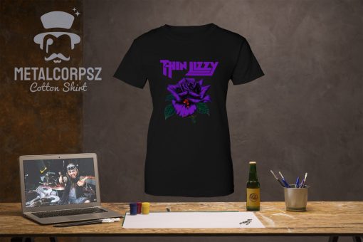 Rose Purple Design Retro Metal Band Thin Lizzy Unisex T-Shirt