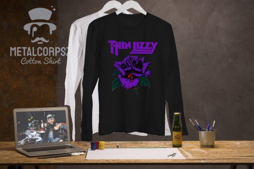 Rose Purple Design Retro Metal Band Thin Lizzy Unisex T-Shirt