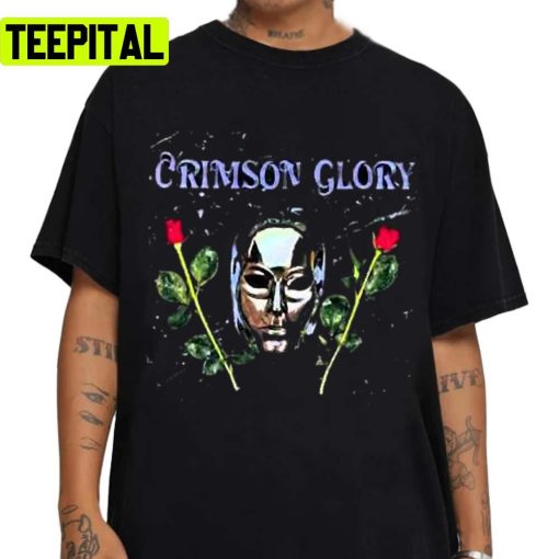 Roses And Mask Crimson Glory Slayer Band Metallic Unisex T-Shirt