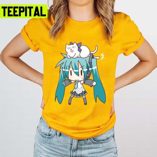 Scared By A Cat Hatsune Miku Unisex T-Shirt